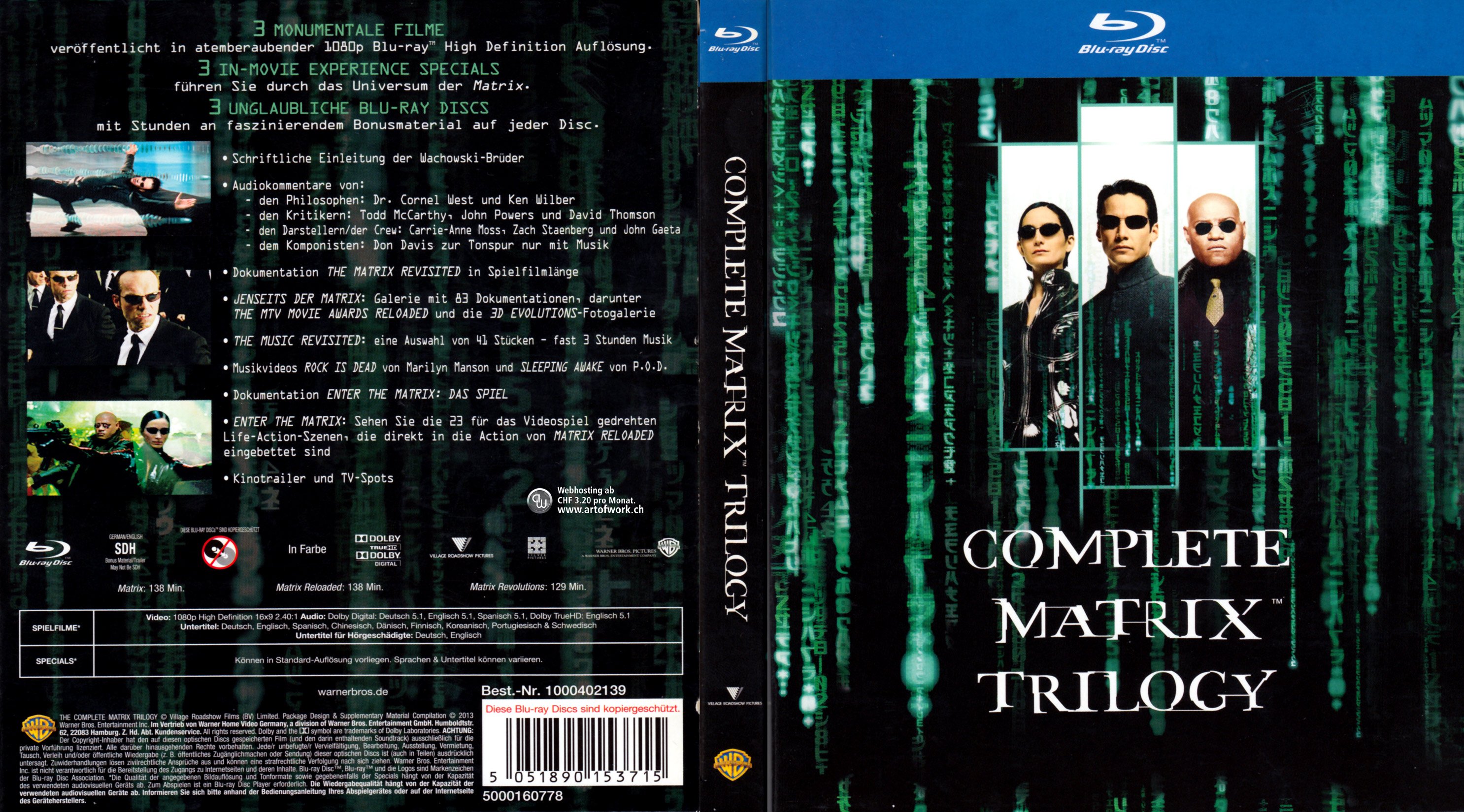 Matrix Trilogie german blu ray cover | German DVD Covers2972 x 1650