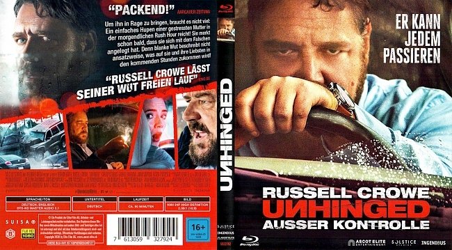 Unhinged Ausser Kontrolle Blu ray Deutsch German blu ray cover german