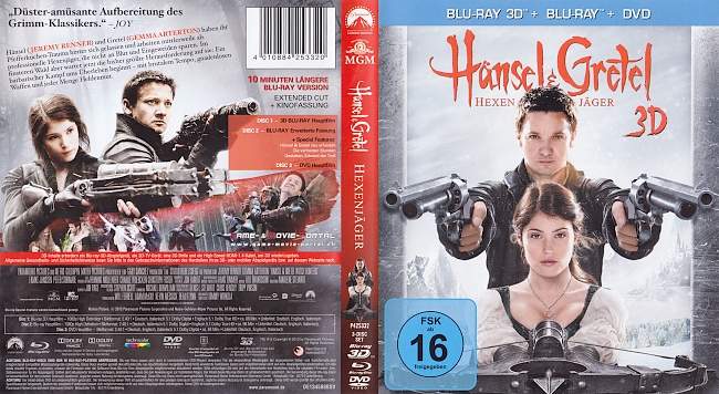 Haensel und Gretel Hexenjager 3D Blu ray 3D Covers german blu ray cover