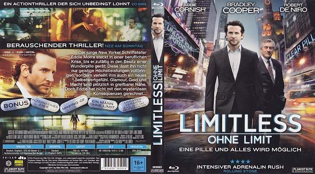 Limitless Ohne Limit Bradley Cooper blu ray cover german