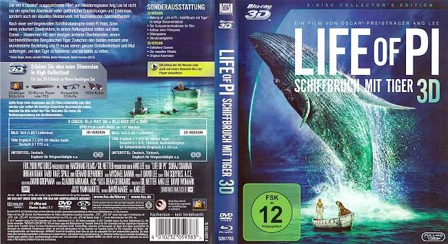 Life of Pi 3D blu ray cover german