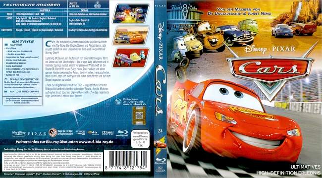 Cars Disney german blu ray cover