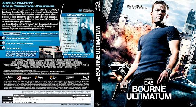 Das Bourne Ultimatum german blu ray cover