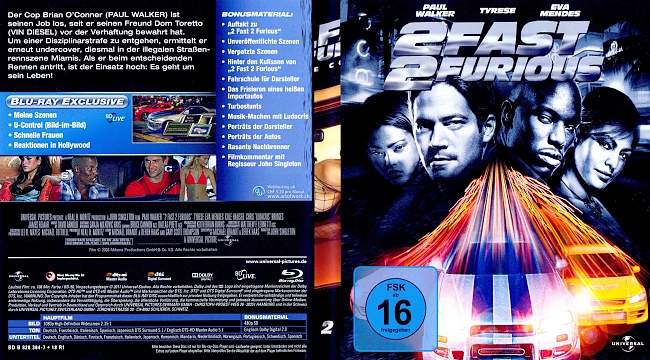 Fast and Furious 2 2 Fast 2 Furious german blu ray cover