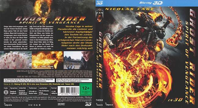 Ghost Rider 2 Spirit of Vengeance 3D blu ray cover german