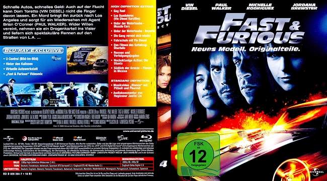 Fast and Furious 4 Neues Modell Originalteile german blu ray cover