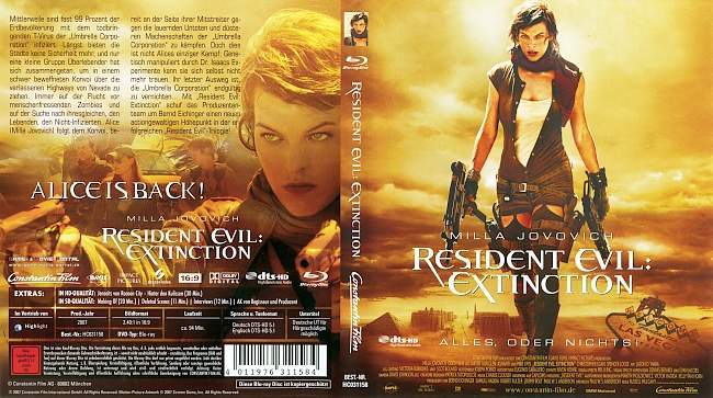 Resident Evil 3 Extinction blu ray cover german