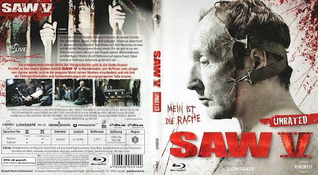 Saw 5 Unrated blu ray cover german