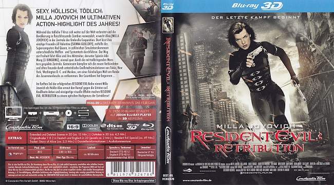 Resident Evil Retribution 3D Blu ray blu ray cover german