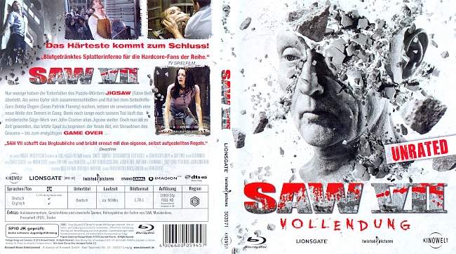 Saw 7 Vollendung Unrated blu ray cover german