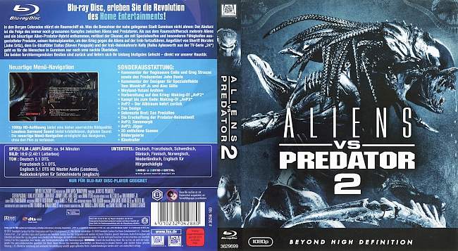 Aliens vs Predator 2 UNCUT blu ray cover german
