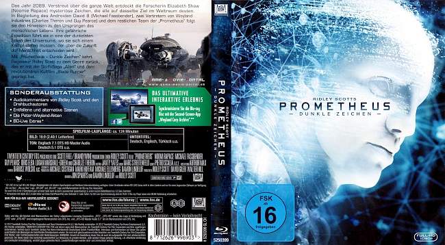 Prometheus Ridley Scott Alien blu ray cover german