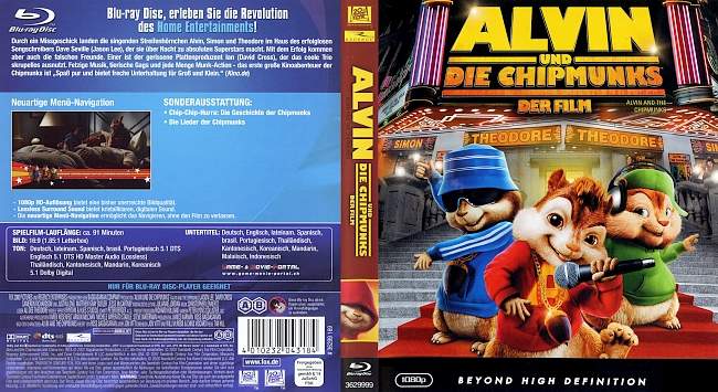 Alvin und die Chipmunks der Film blu ray cover german