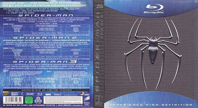 Spider Man Trilogy blu ray cover german