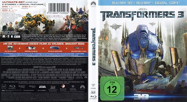 Transformers 3 3D Blu ray blu ray cover german