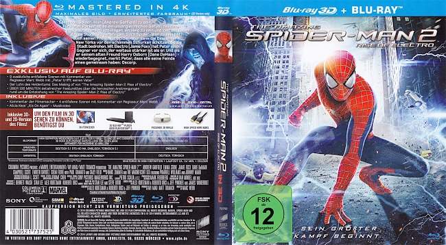 The Amazing Spider Man 2 3D Rise of Electro blu ray cover german