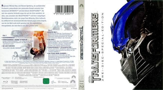 Transformers 1 blu ray cover german