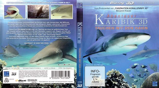 Abenteuer Karibik 3D Tauchen mit den Haien blu ray cover german