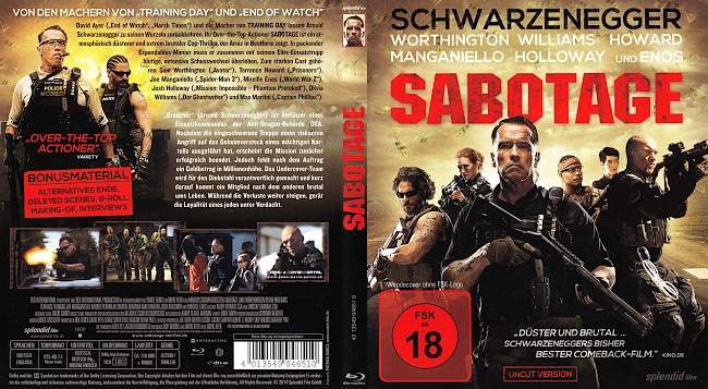 Sabotage Schwarzenegger blu ray cover german