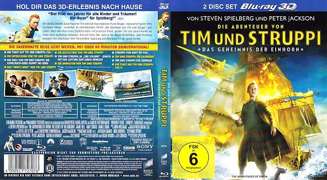 Die Abenteuer von Tim und Struppi REAL 3D blu ray cover german