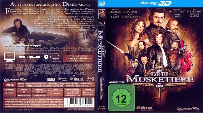 Die Drei Musketiere 3D blu ray cover german