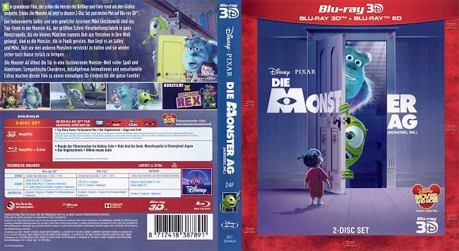 Die Monster AG 3D Disney blu ray cover german