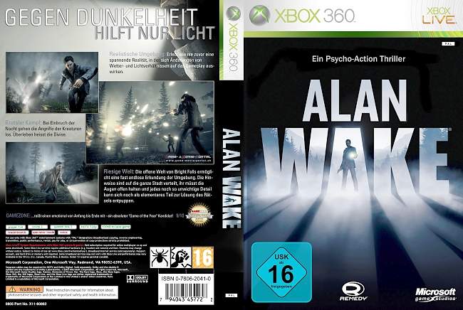 Alan Wake xbox 360 cover german