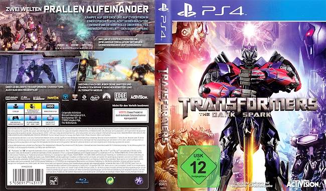 Transformers The Dark Spark german ps4 cover