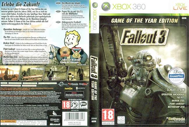 Fallout 3 Game of the Year Edition xbox 360 cover german