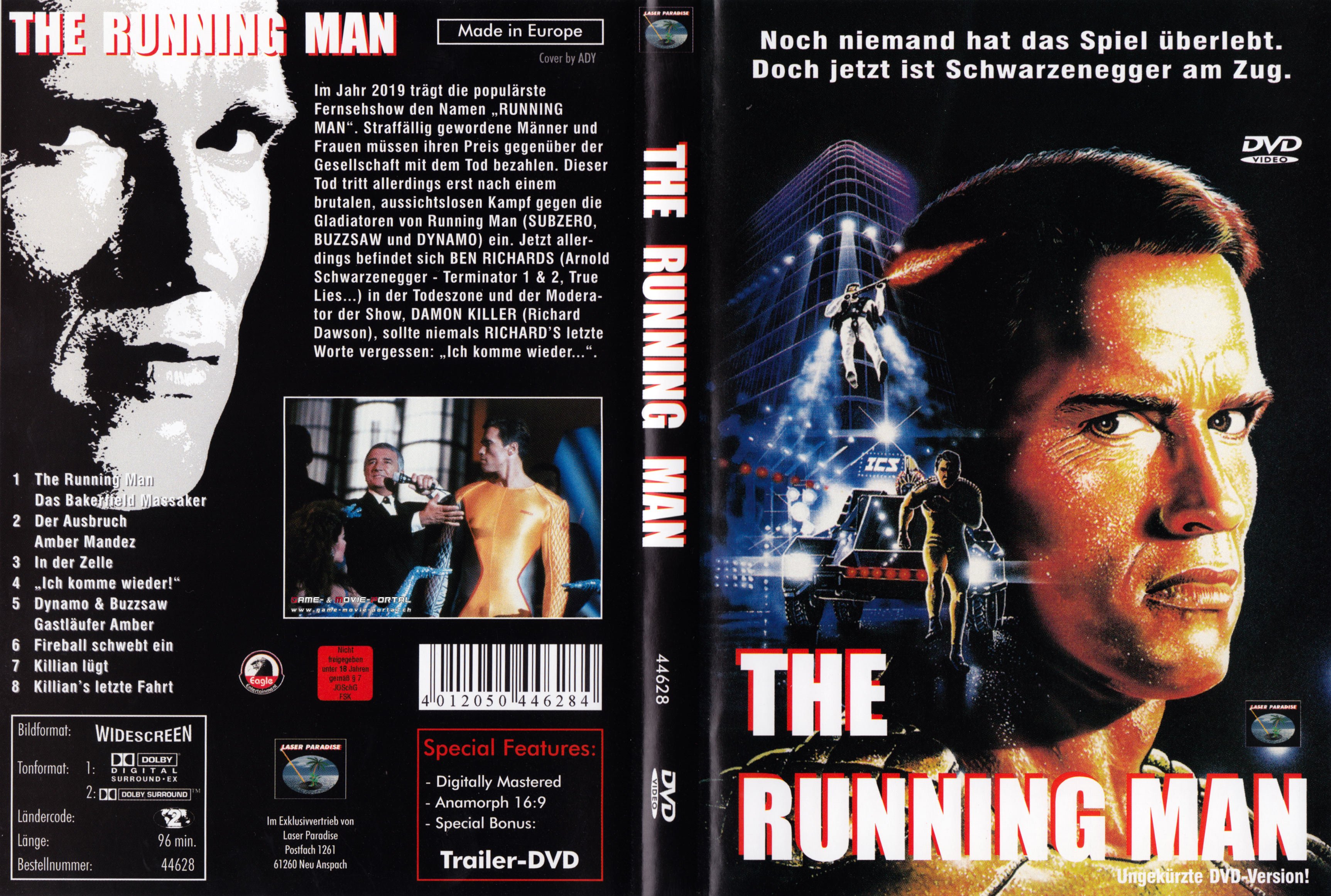Running Man Arnold Schwarzenegger dvd cover german | German DVD Covers