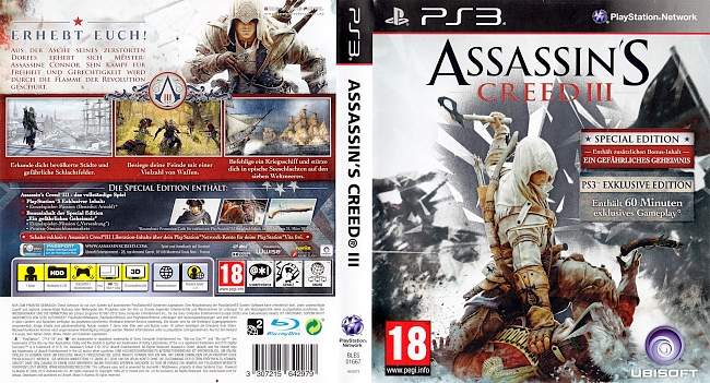 Assassins Creed 3 german ps3 cover