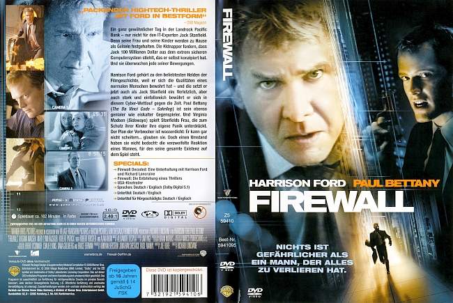 Firewall Harrison Ford Paul Bettany german dvd cover