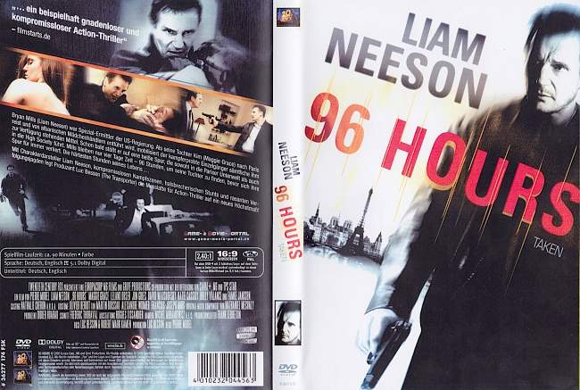 96 Hours Taken Liam Neeson german dvd cover