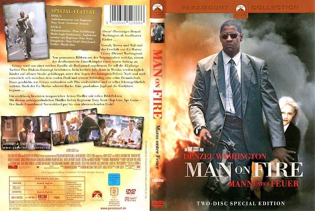 Mann unter Feuer Man on Fire dvd cover german