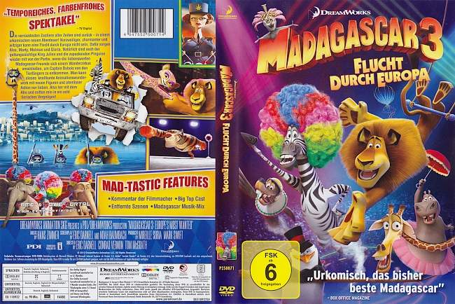 Madagascar 3 Flucht durch Europa german dvd cover
