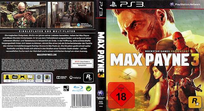 Max Payne 3 Rockstar german ps3 cover