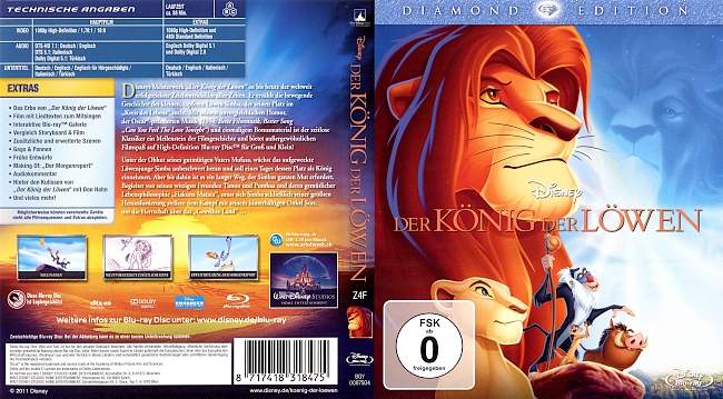 Koenig der Loewen 1 Lion King Diamond Edition german blu ray cover