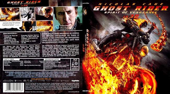 Ghost Rider 2 Spirit of Vengeance 3D german blu ray cover
