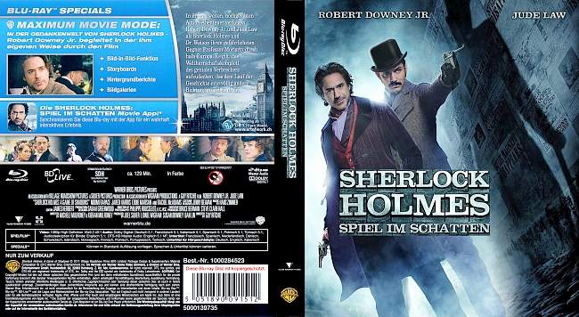 Sherlock Holmes 2 Spiel im Schatten Guy Ritchie Jude Law Robert Downey Jr german blu ray cover