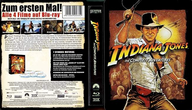 Indiana Jones The Complete Adventures Jager des verlorenen Schatzes der letzte Kreuzzug Kristallschadel german blu ray cover