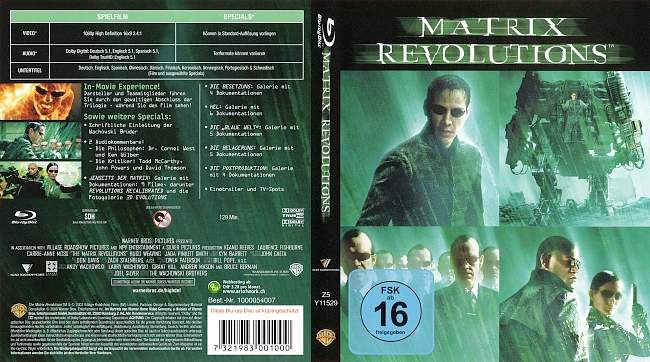 Matrix 3 Revolutions german blu ray cover