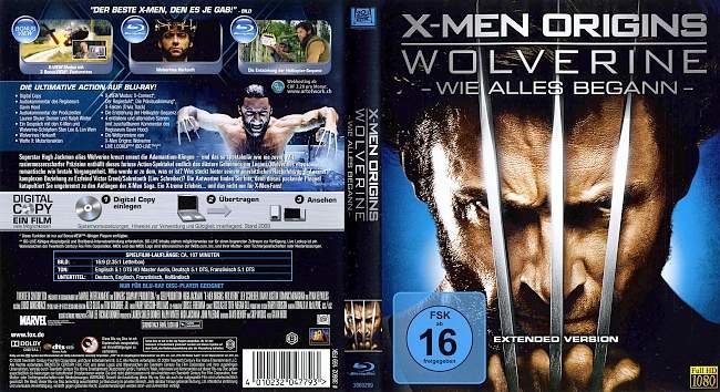 X Men Origins Wolverine Wie alles begann Hugh Jackman german blu ray cover