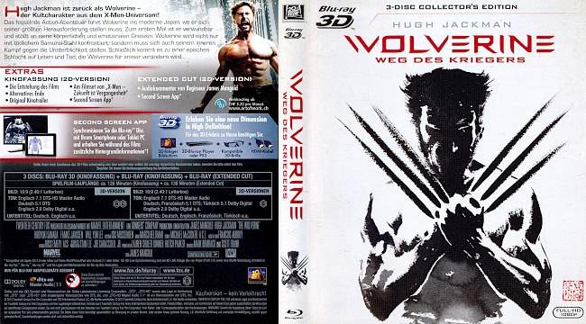X Men Wolverine Weg des Kriegers 3D german blu ray cover
