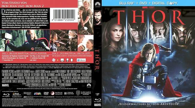 Thor Chris Hemsworth Natalie Portman Anthony Hopkins german blu ray cover