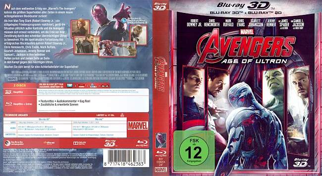 Avengers 2 Age of Ultron 3D Blu ray blu ray cover german