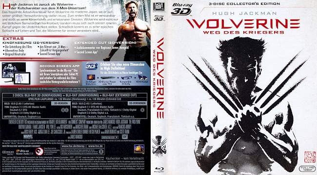 Wolverine Weg des Kriegers_3D Blu ray 2 german blu ray cover