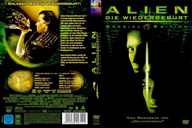 Alien 4 Die Wiedergeburt german dvd cover