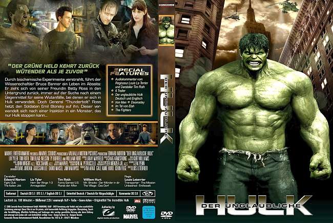 Der unglaubliche Hulk german dvd cover