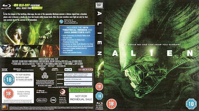 Alien 1 Sigourney Weaver Ridley Scott german blu ray cover