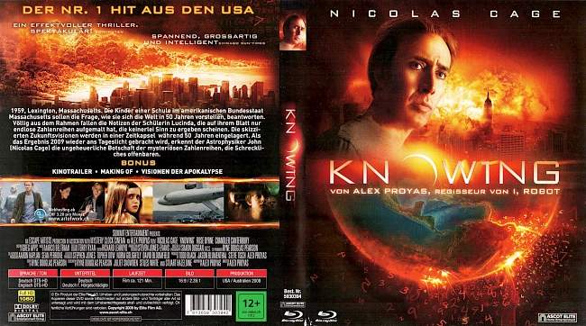 Knowing Nicolas Cage Alex Proyas german blu ray cover
